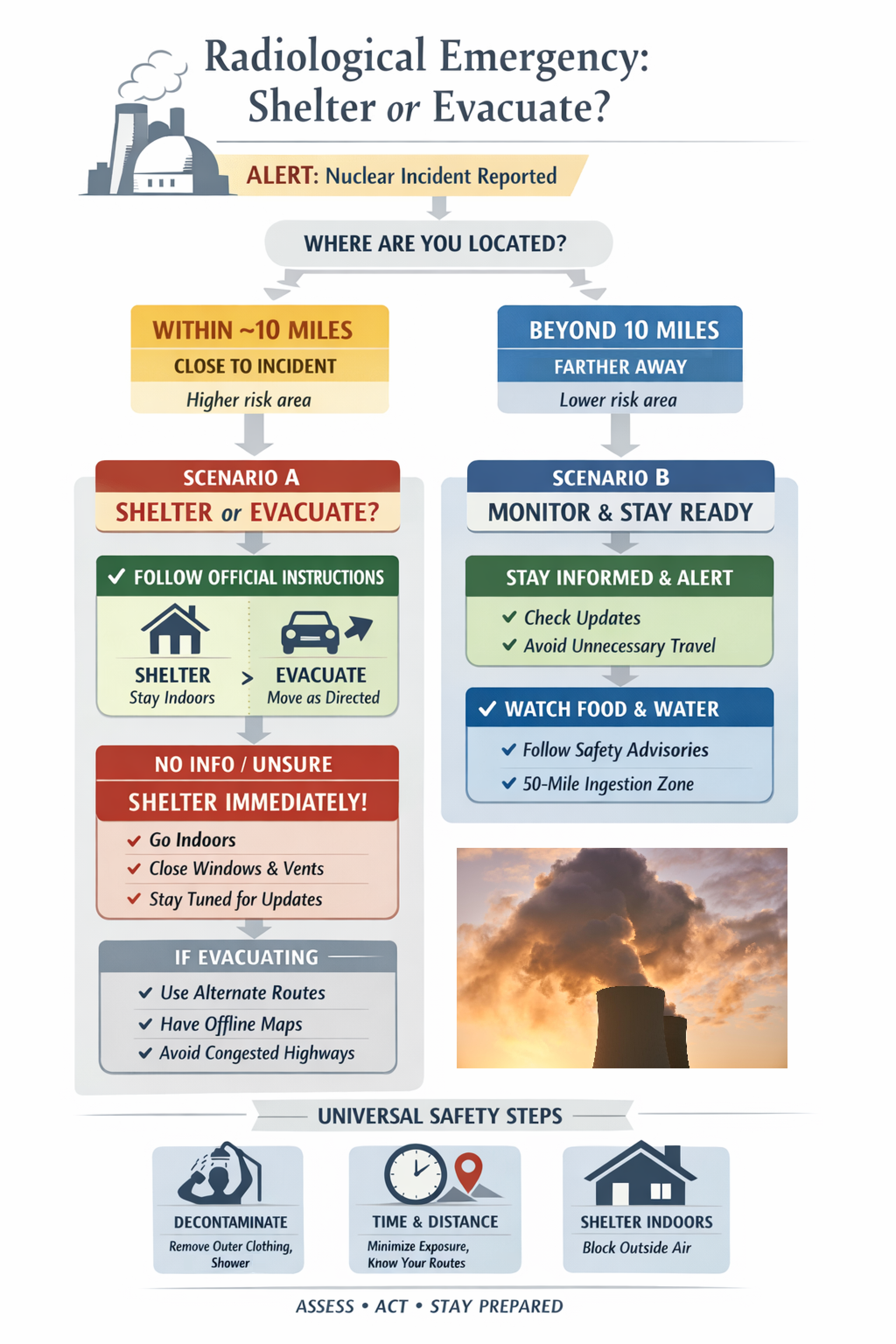 Radiological Incident Evacuation or Shelter - Flow Chart