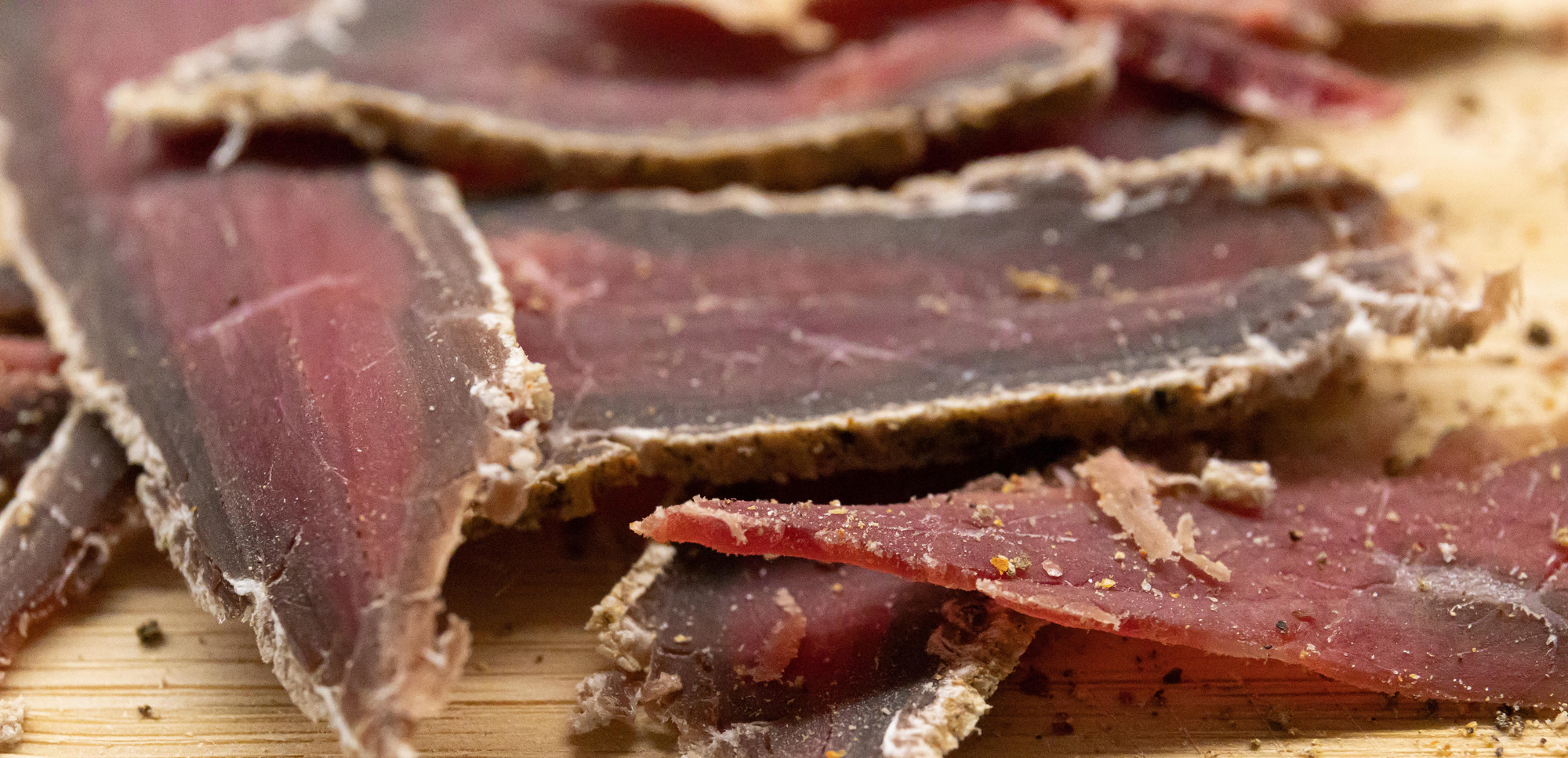 Dry aged beef strips.