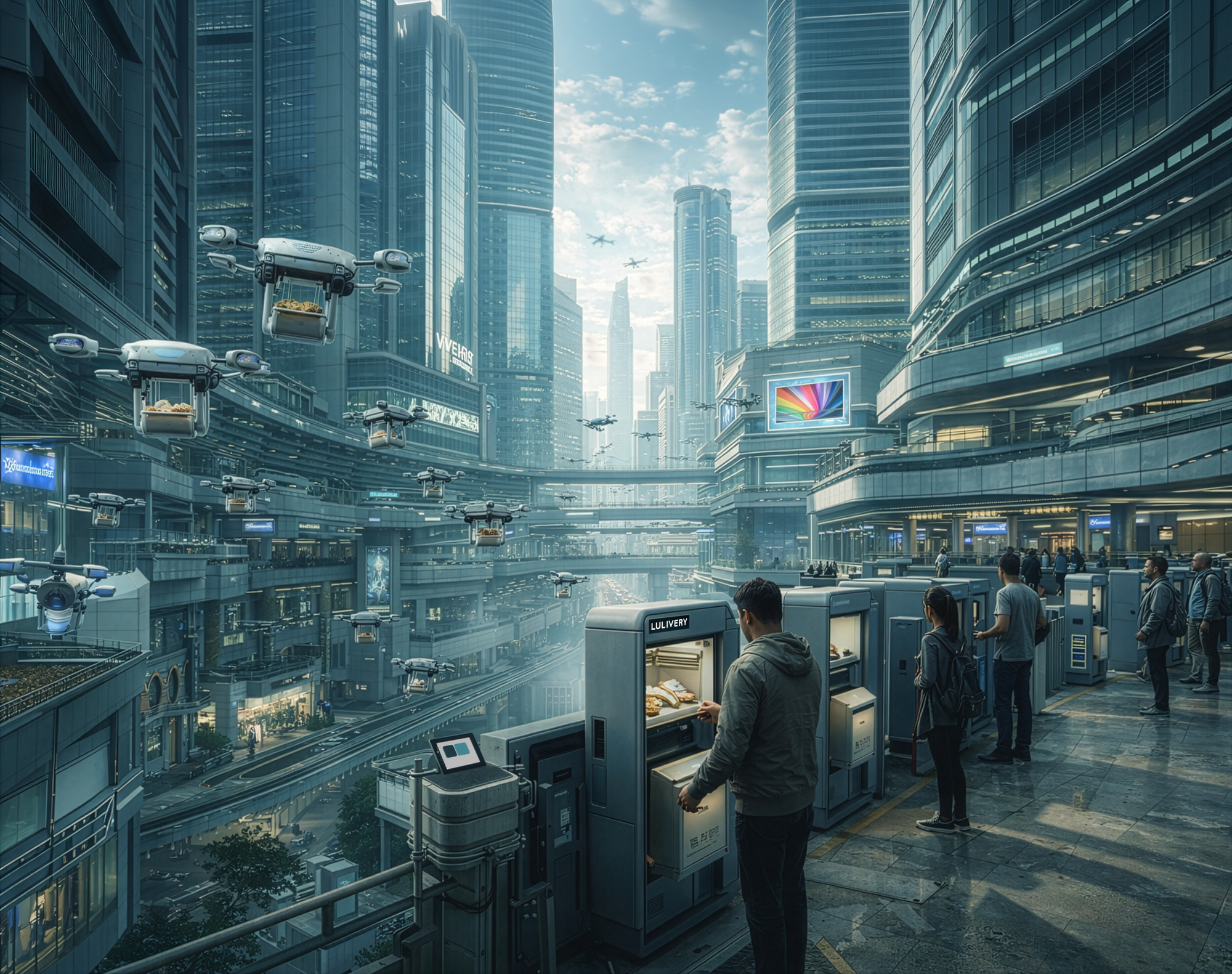 Luxury Food Delivery Kiosks Operate in the Upper Stratum of Detroit Megacity