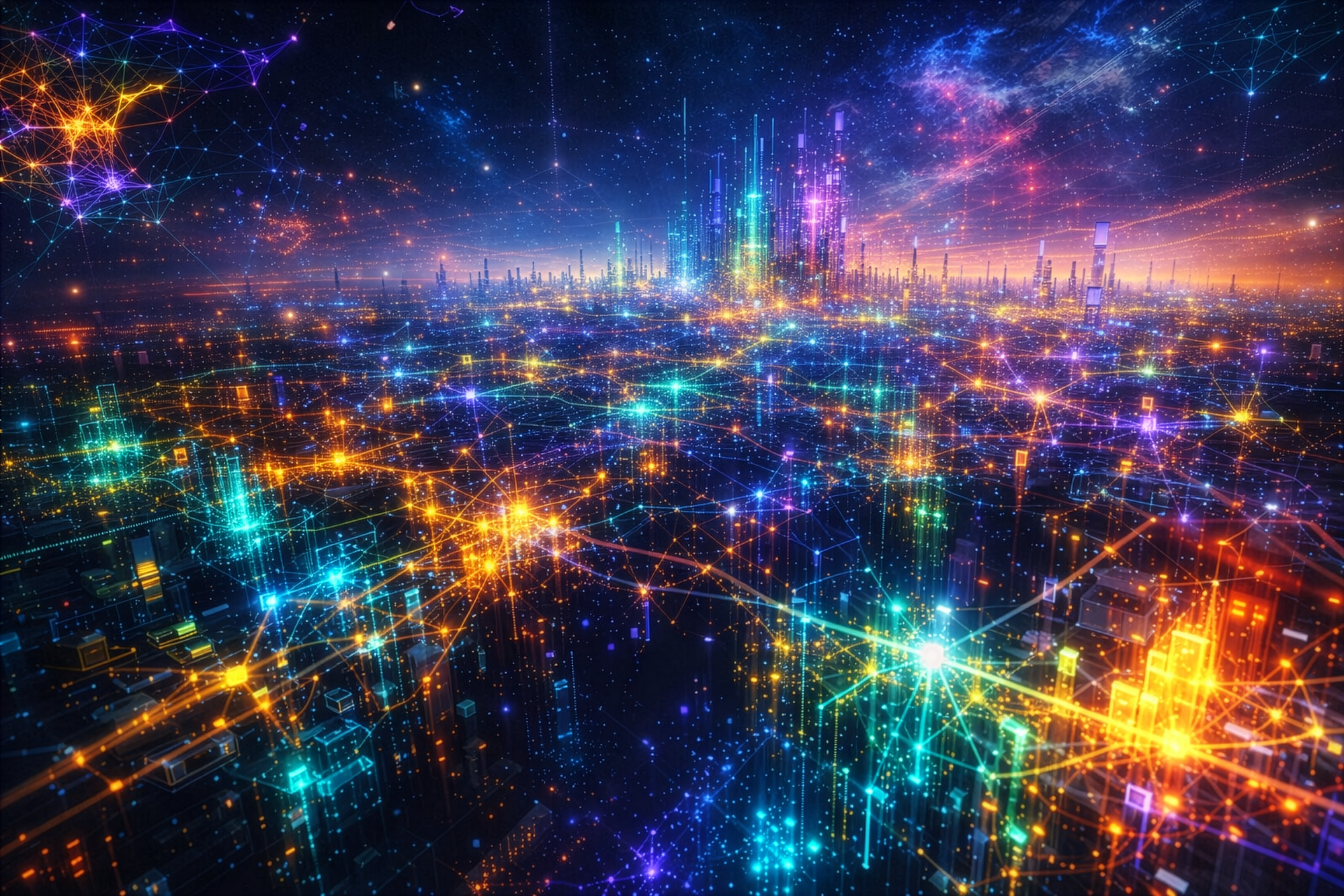 Neurosymbolic Inversion network visualized as colorful data.