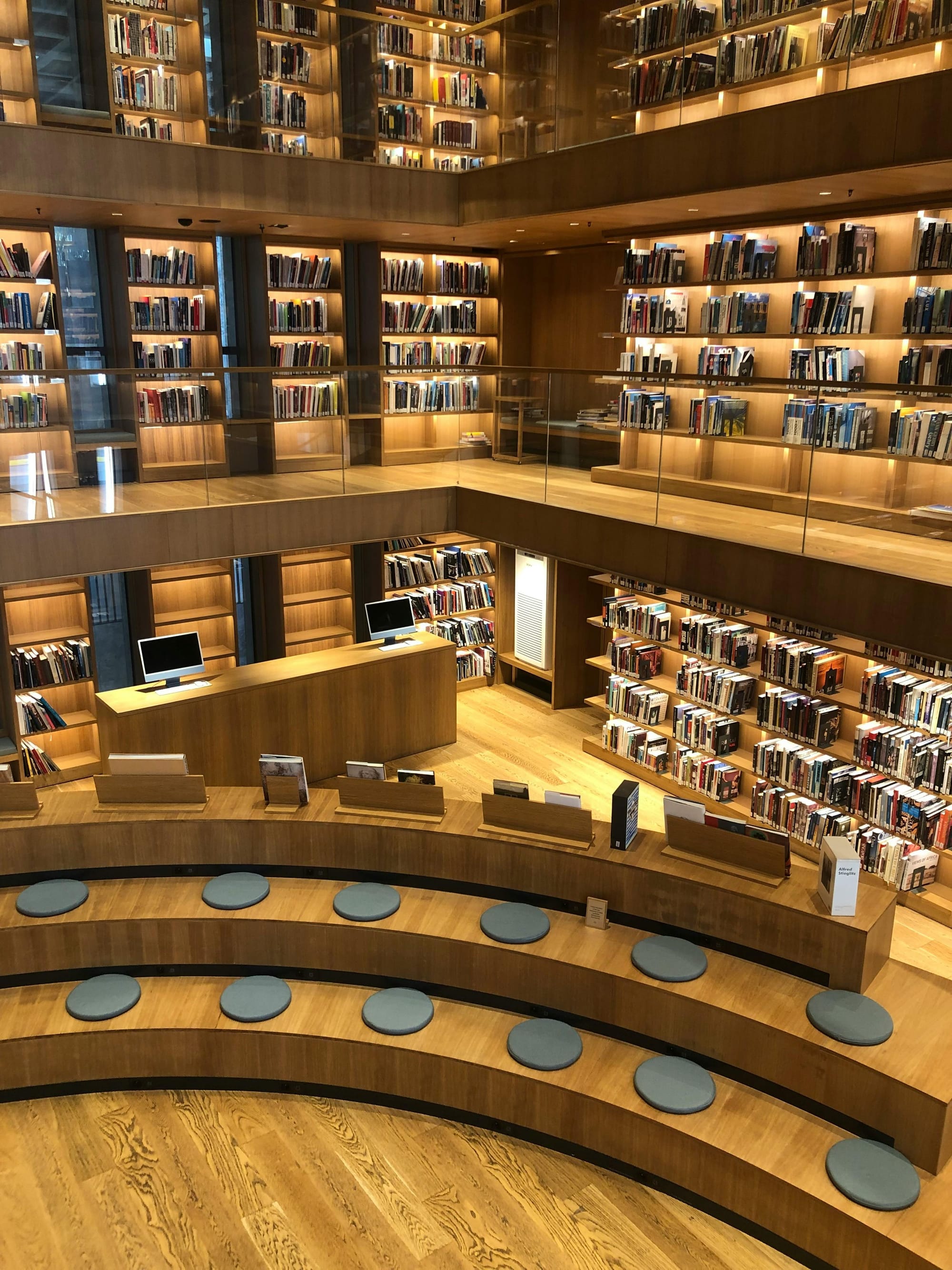 Modern Library Interior with Circular Seating